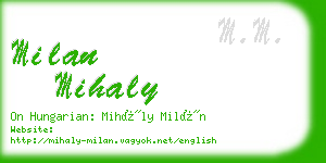 milan mihaly business card